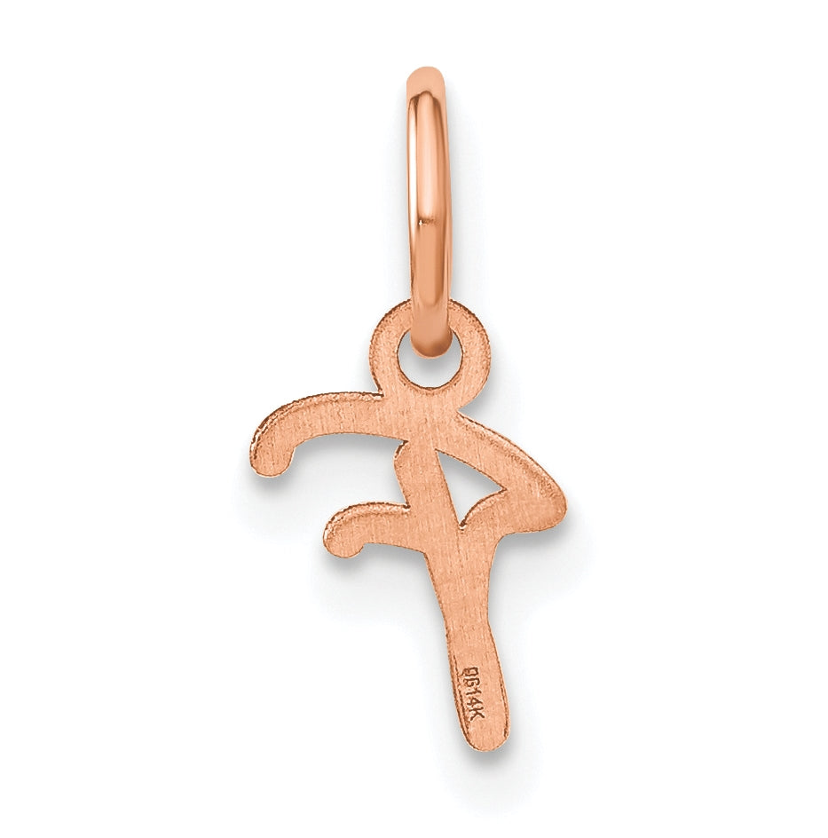 Sterling Silver Rose Gold Plated Upper case Letter F Initial Charm