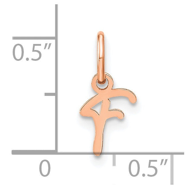 14k Rose Gold Upper case Letter F Initial Charm