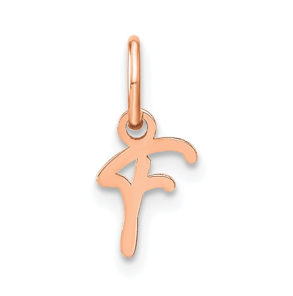 Sterling Silver Rose Gold Plated Upper case Letter F Initial Charm