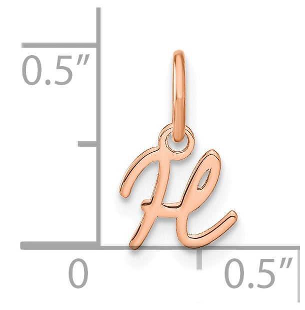 Sterling Silver Rose Gold Plated Upper case Letter H Initial Charm