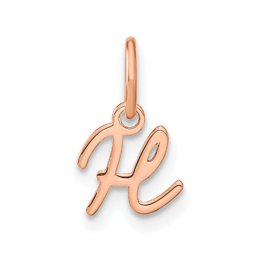 Sterling Silver Rose Gold Plated Upper case Letter H Initial Charm