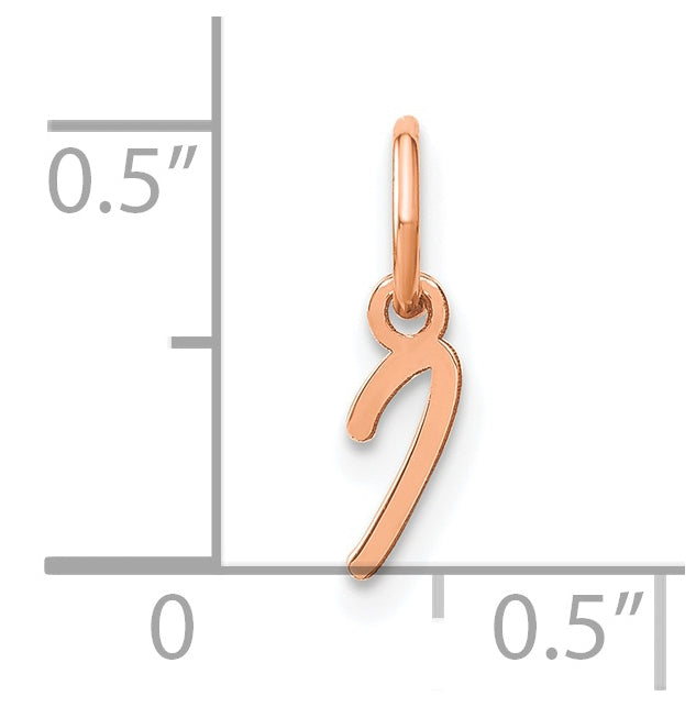 Sterling Silver Rose Gold Plated Upper case Letter I Initial Charm