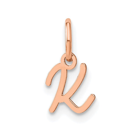 14k Rose Gold Upper case Letter K Initial Charm