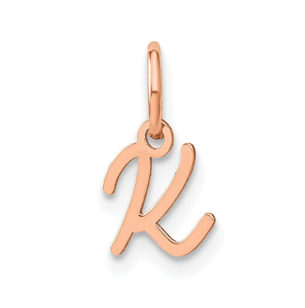 Sterling Silver Rose Gold Plated Upper case Letter K Initial Charm