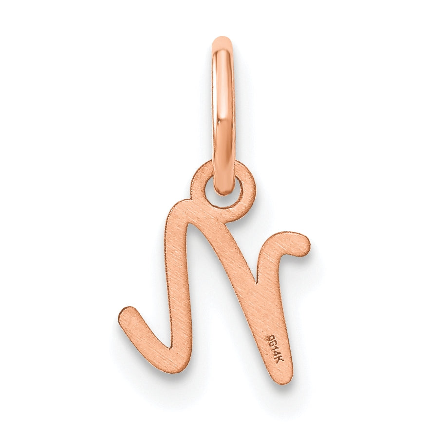 Sterling Silver Rose Gold Plated Upper case Letter N Initial Charm