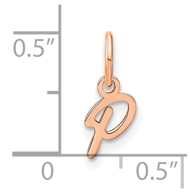 14k Rose Gold Upper case Letter P Initial Charm