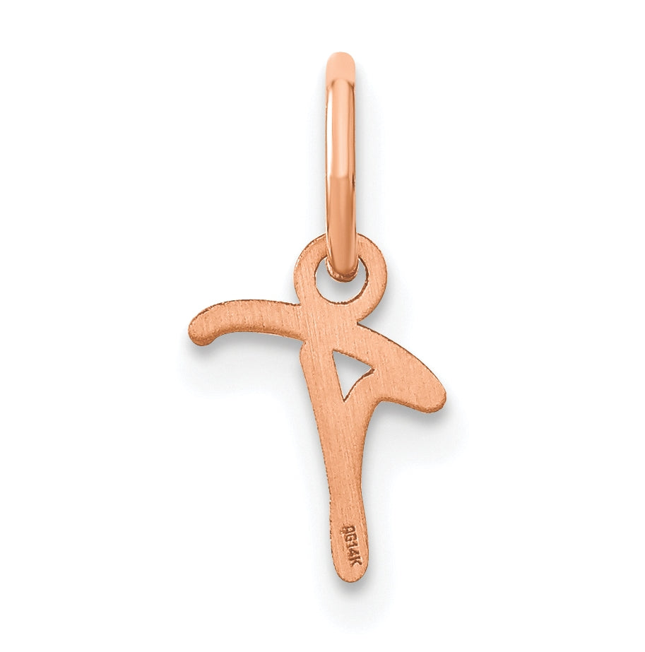 14k Rose Gold Upper case Letter T Initial Charm