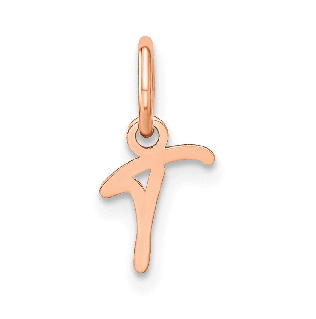 Sterling Silver Rose Gold Plated Upper case Letter T Initial Charm