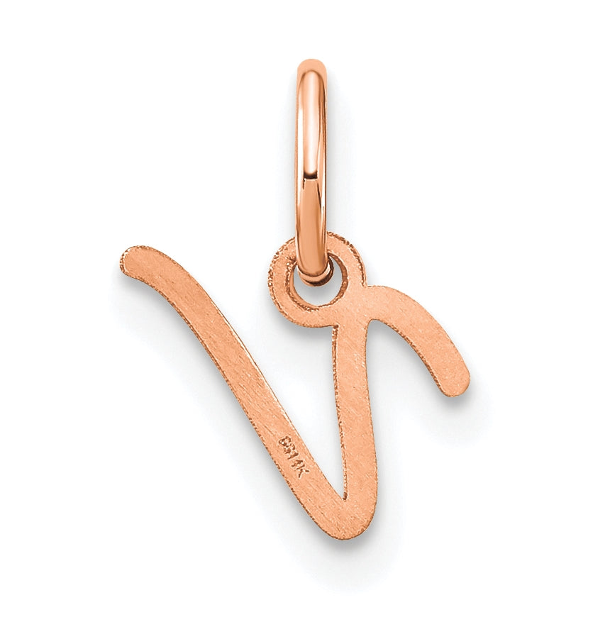 Sterling Silver Rose Gold Plated Upper case Letter V Initial Charm