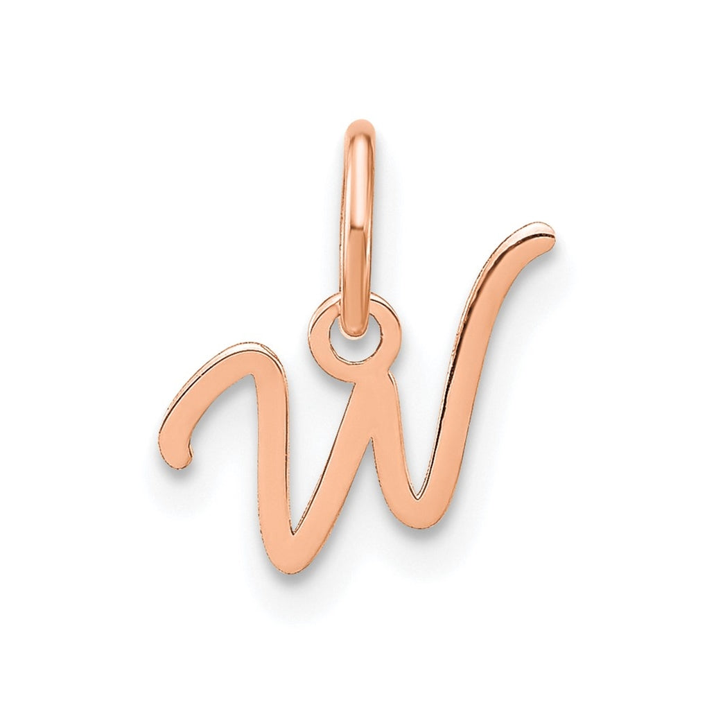 Sterling Silver Rose Gold Plated Upper case Letter W Initial Charm