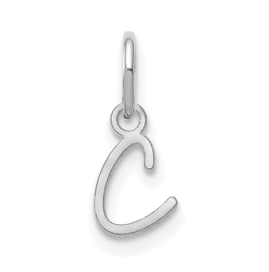 14K White Gold Upper case Letter C Initial Charm