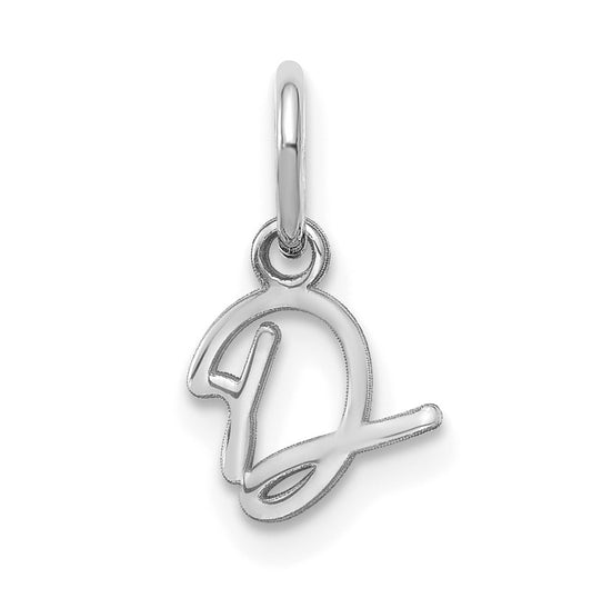 14K White Gold Upper case Letter D Initial Charm