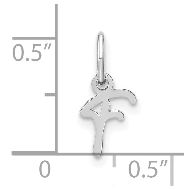 14K White Gold Upper case Letter F Initial Charm