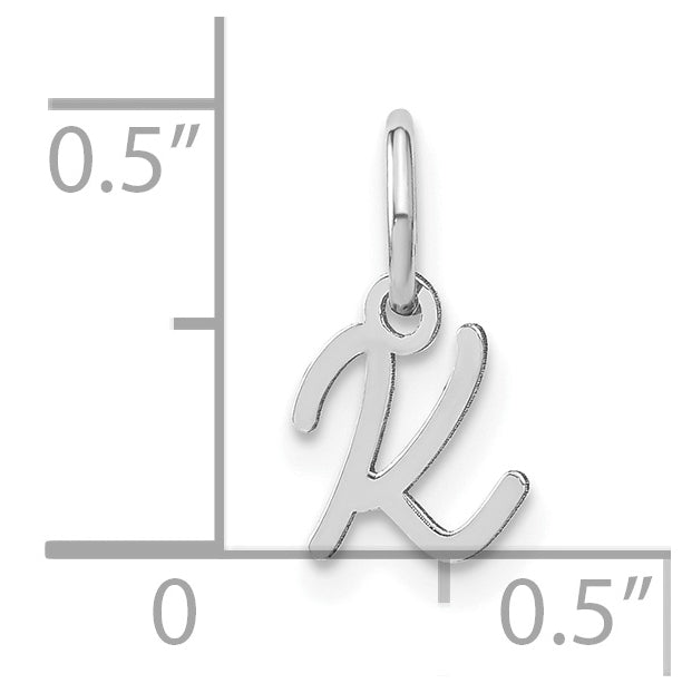 Sterling Silver Rhodium plated Upper case Letter K Initial Charm