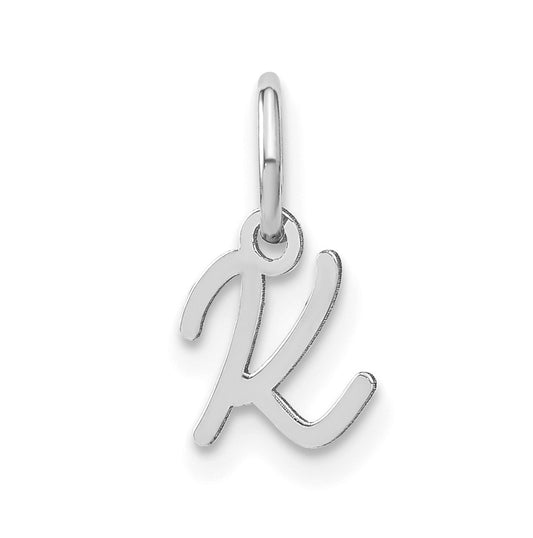14K White Gold Upper case Letter K Initial Charm