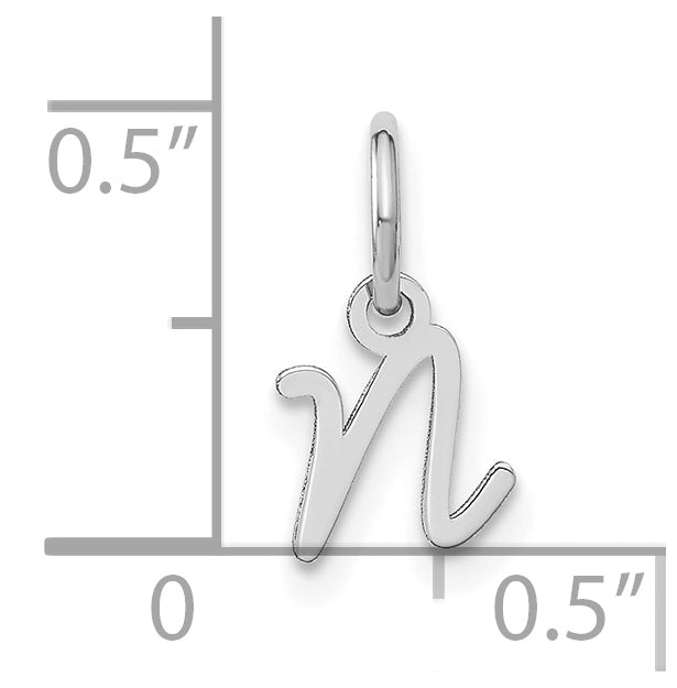14K White Gold Upper case Letter N Initial Charm
