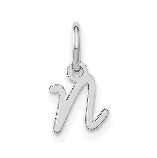 14K White Gold Upper case Letter N Initial Charm