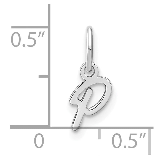 Sterling Silver Rhodium plated Upper case Letter P Initial Charm