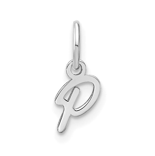 14K White Gold Upper case Letter P Initial Charm