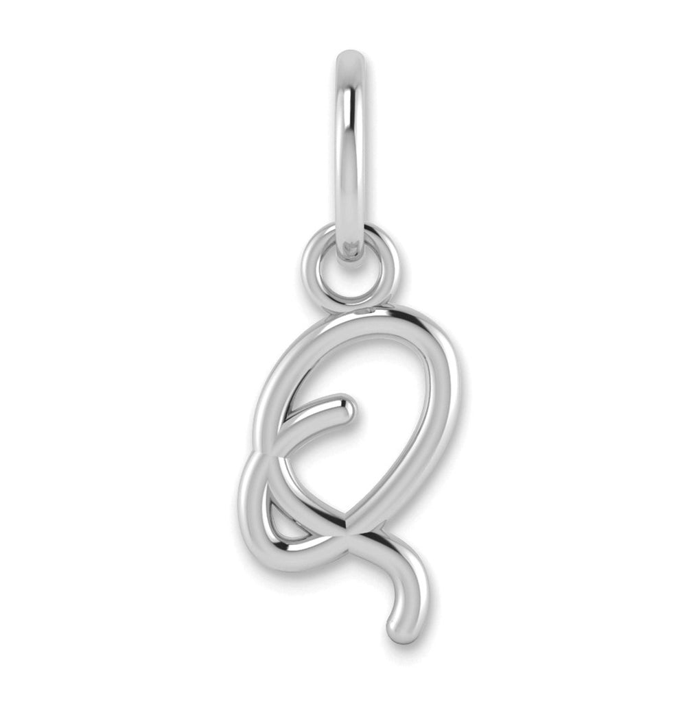 Sterling Silver Rhodium plated Upper case Letter Q Initial Charm