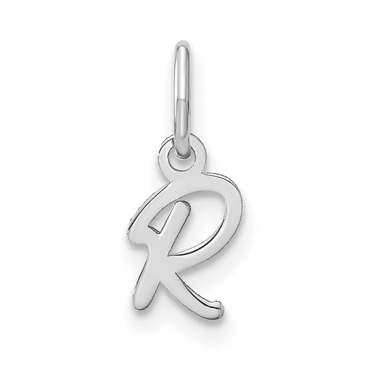 14K White Gold Upper case Letter R Initial Charm