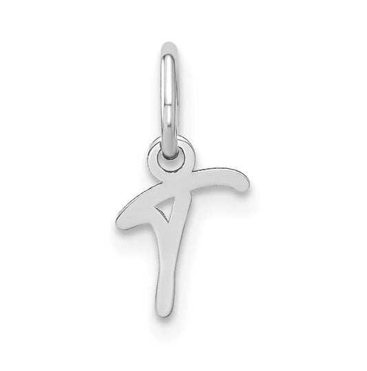 14K White Gold Upper case Letter T Initial Charm