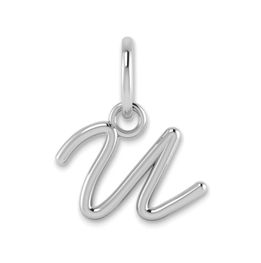 14K White Gold Upper case Letter U Initial Charm
