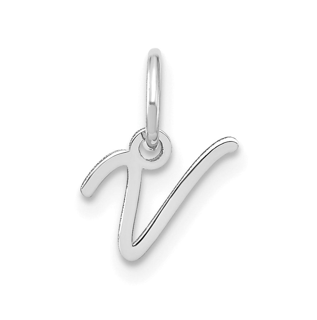 Sterling Silver Rhodium plated Upper case Letter V Initial Charm