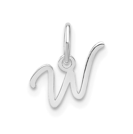 14K White Gold Upper case Letter W Initial Charm