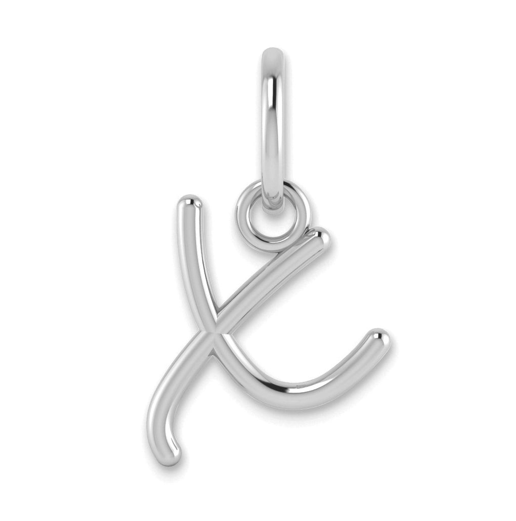 Sterling Silver Rhodium plated Upper case Letter X Initial Charm