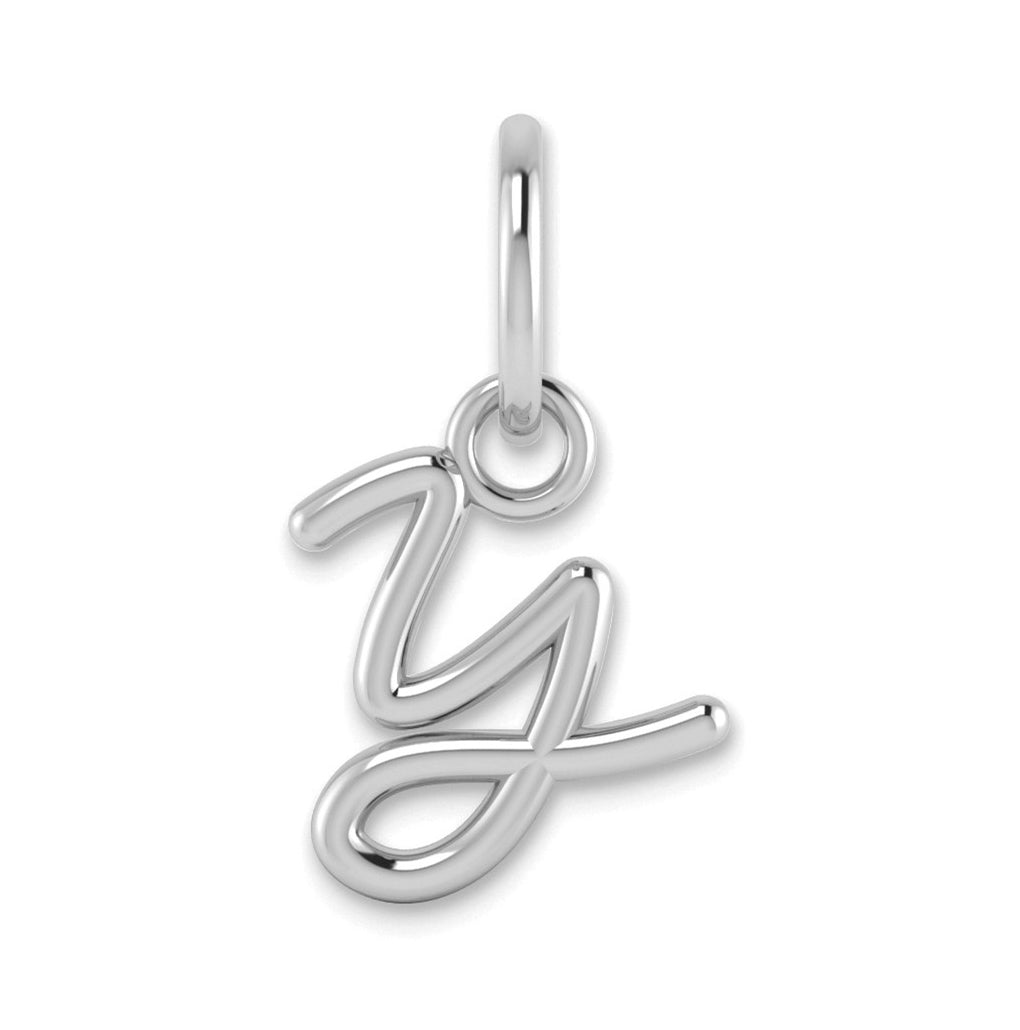 Sterling Silver Rhodium plated Upper case Letter Y Initial Charm