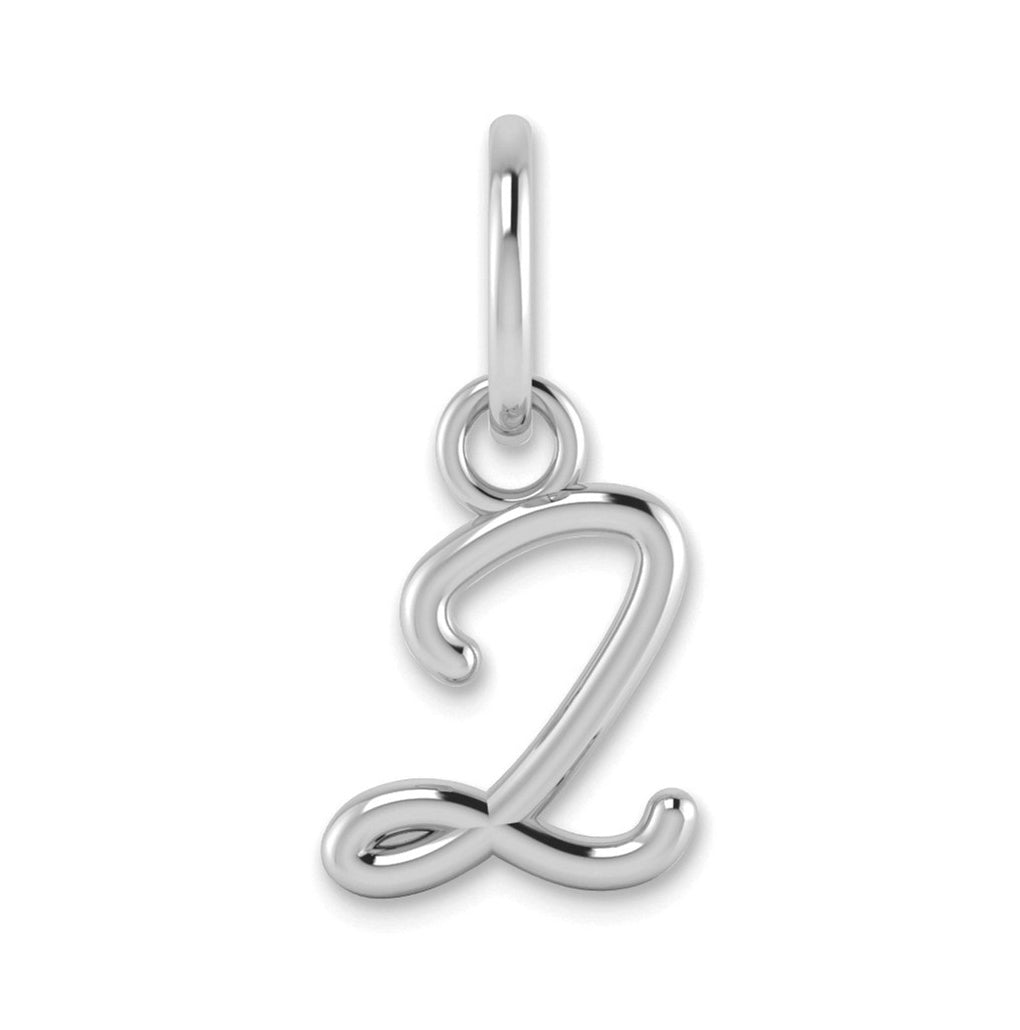 Sterling Silver Rhodium plated Upper case Letter Z Initial Charm