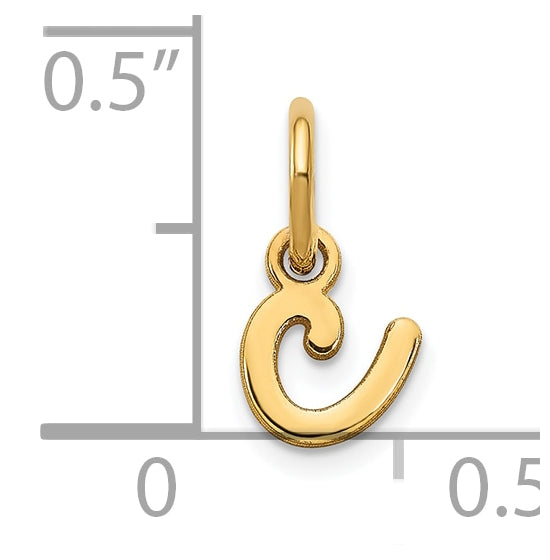 14K Yellow Gold Lower case Letter C Initial Charm