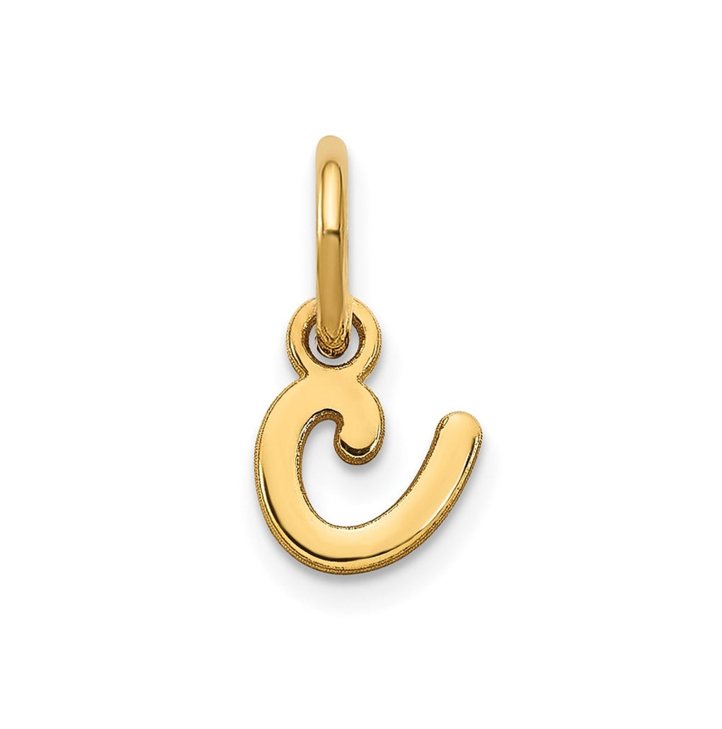 14K Yellow Gold Lower case Letter C Initial Charm