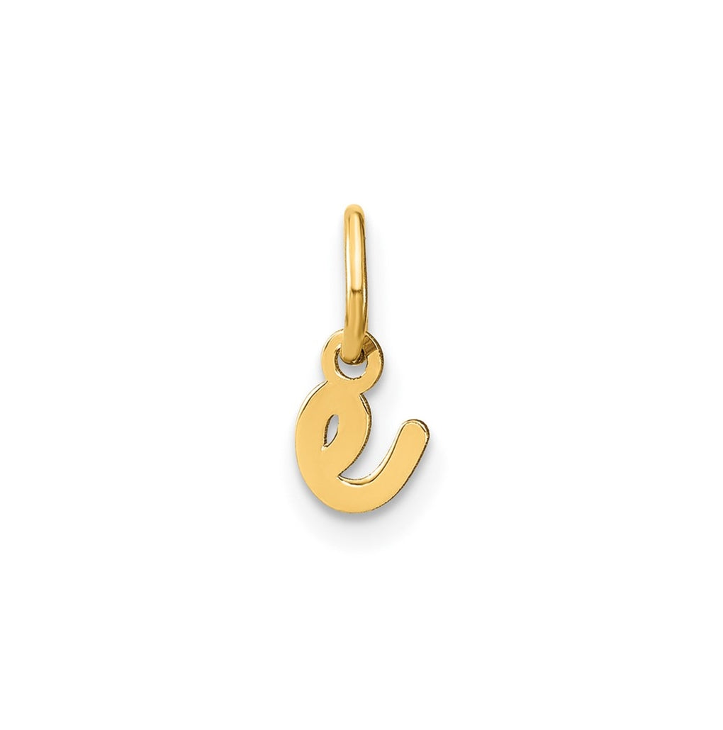 14K Yellow Gold Lower case Letter E Initial Charm
