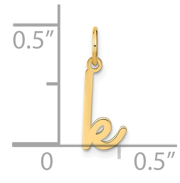 14K Yellow Gold Lower case Letter K Initial Charm