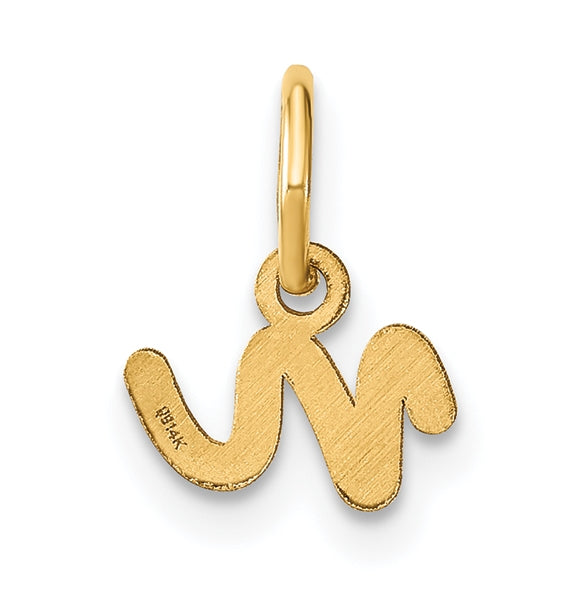 14K Yellow Gold Lower case Letter N Initial Charm