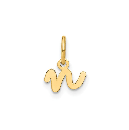 14K Yellow Gold Lower case Letter N Initial Charm