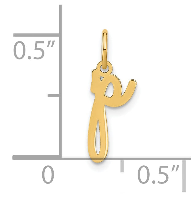14K Yellow Gold Lower case Letter P Initial Charm