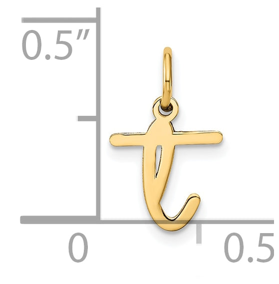 14K Yellow Gold Lower case Letter T Initial Charm