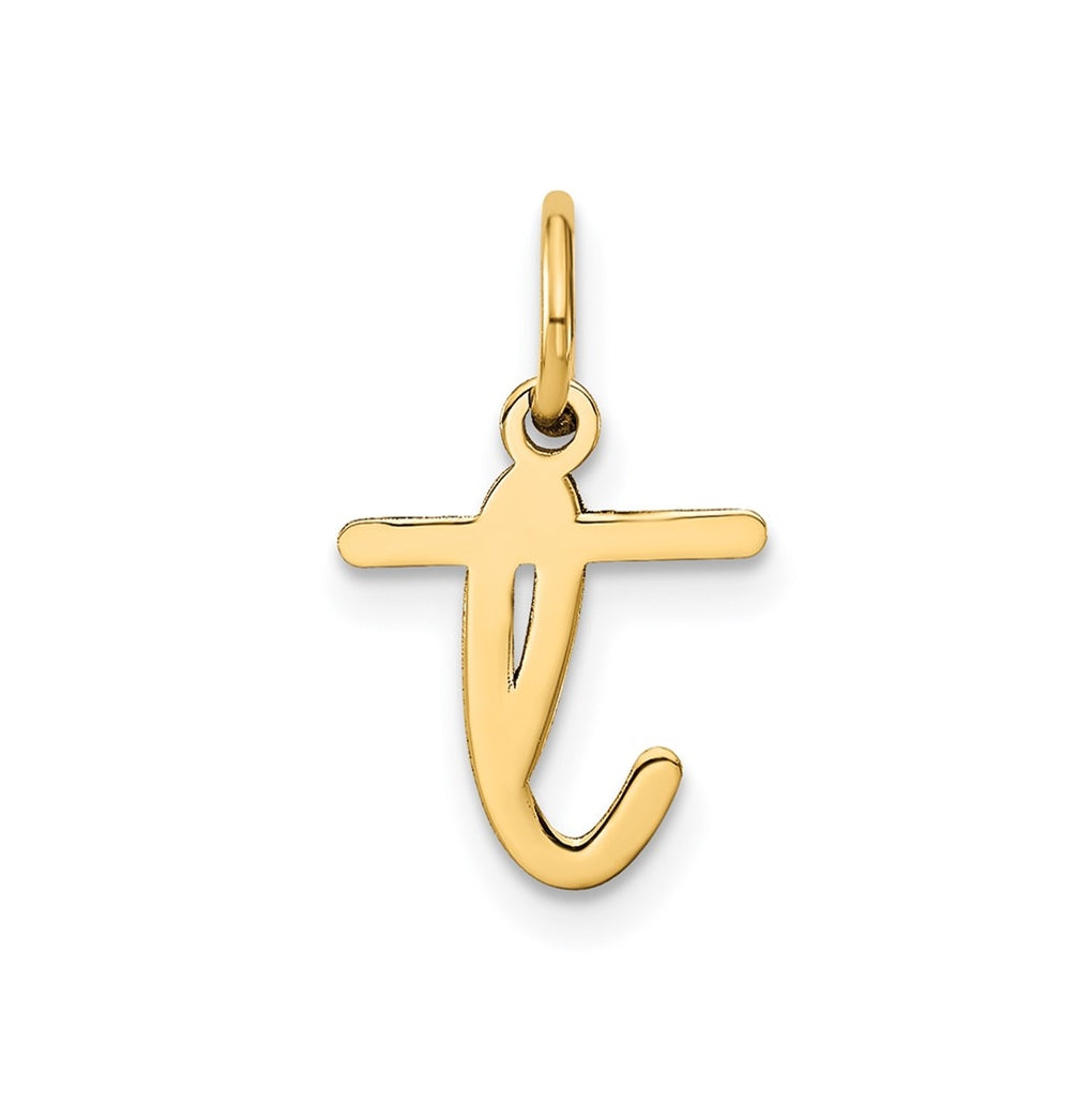 14K Yellow Gold Lower case Letter T Initial Charm