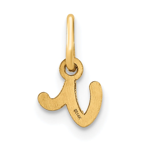 14K Yellow Gold Lower case Letter V Initial Charm