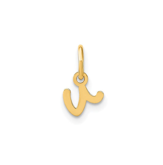 14K Yellow Gold Lower case Letter V Initial Charm