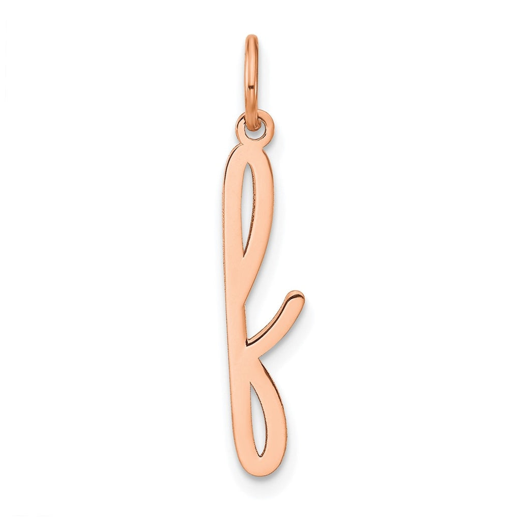 Sterling Silver Rose Gold Plated Lower case Letter F Initial Charm