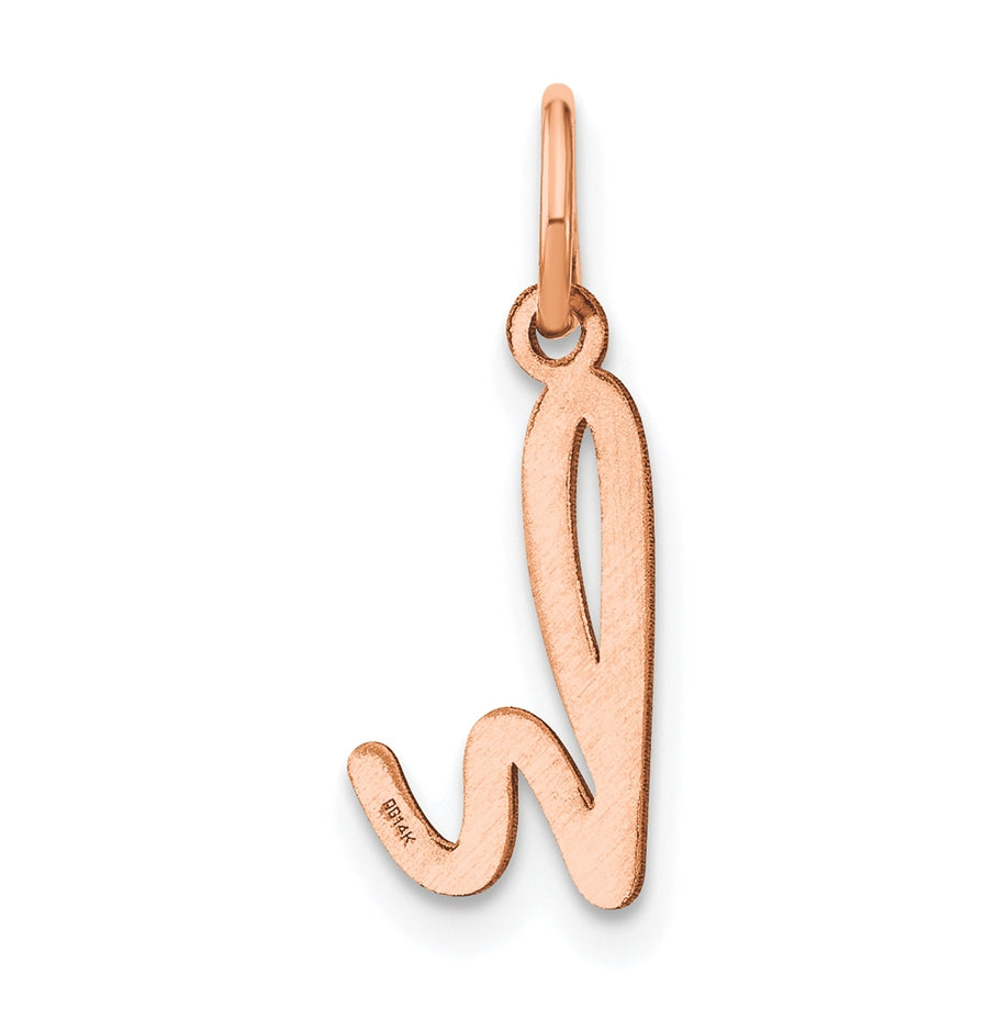 Sterling Silver Rose Gold Plated Lower case Letter H Initial Charm