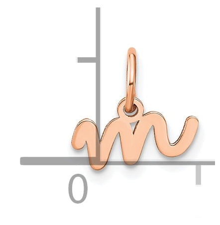 Sterling Silver Rose Gold Plated Lower case Letter M Initial Charm