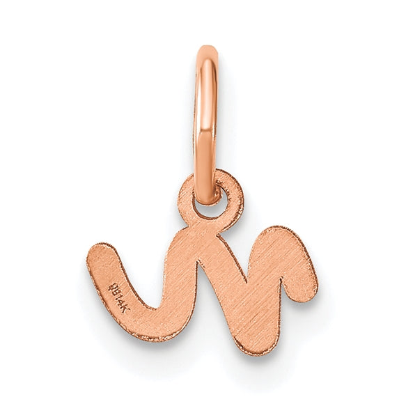 Sterling Silver Rose Gold Plated Lower case Letter N Initial Charm
