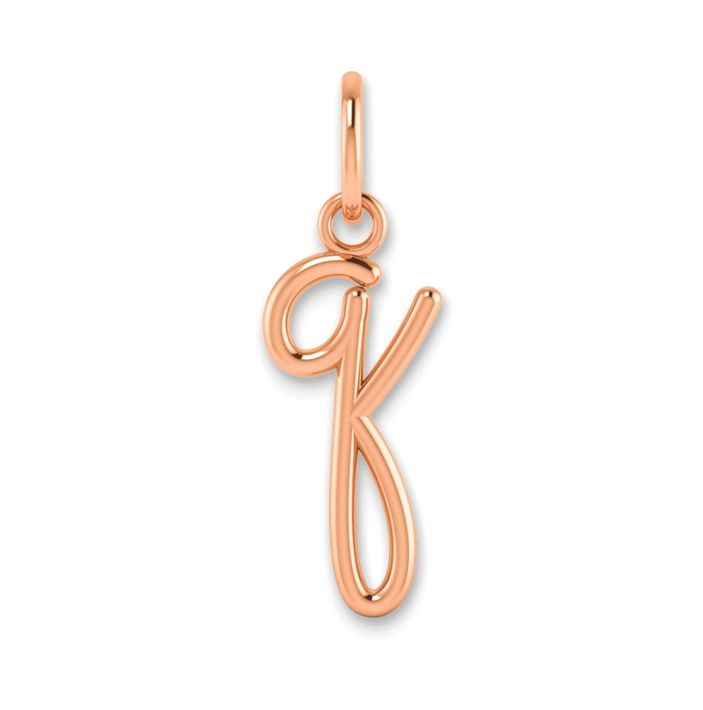 Sterling Silver Rose Gold Plated Lower case Letter Q Initial Charm