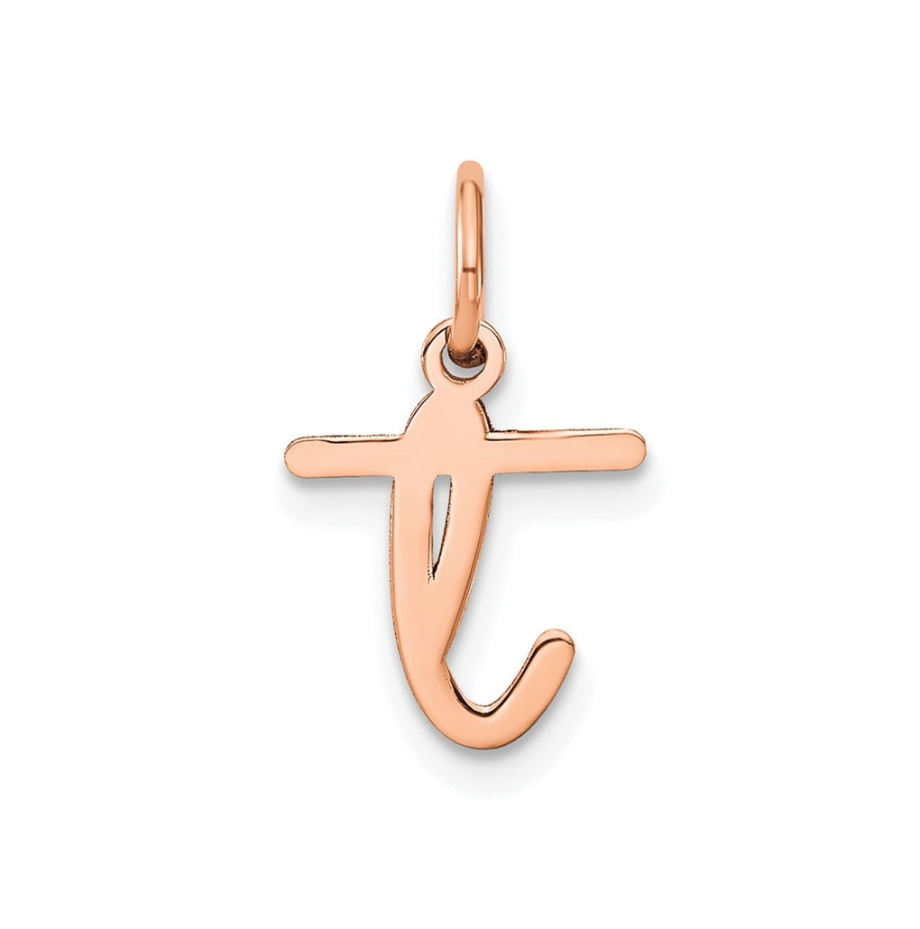 Sterling Silver Rose Gold Plated Lower case Letter T Initial Charm