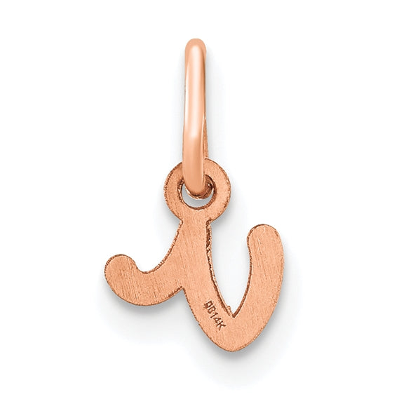 Sterling Silver Rose Gold Plated Lower case Letter V Initial Charm